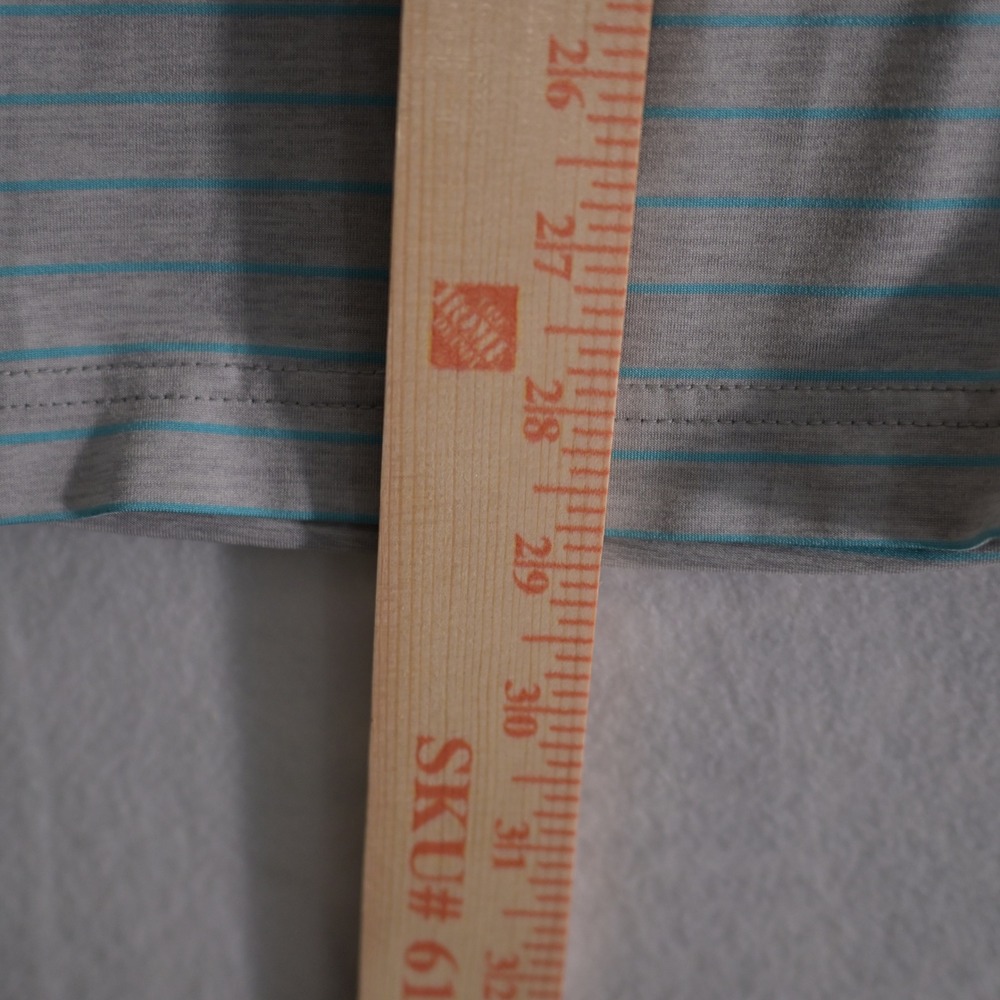Johnnie-O Mens Striped Performance Polo Shirt Grey Turquoise Size M Golf Casual - Picture 5 of 8